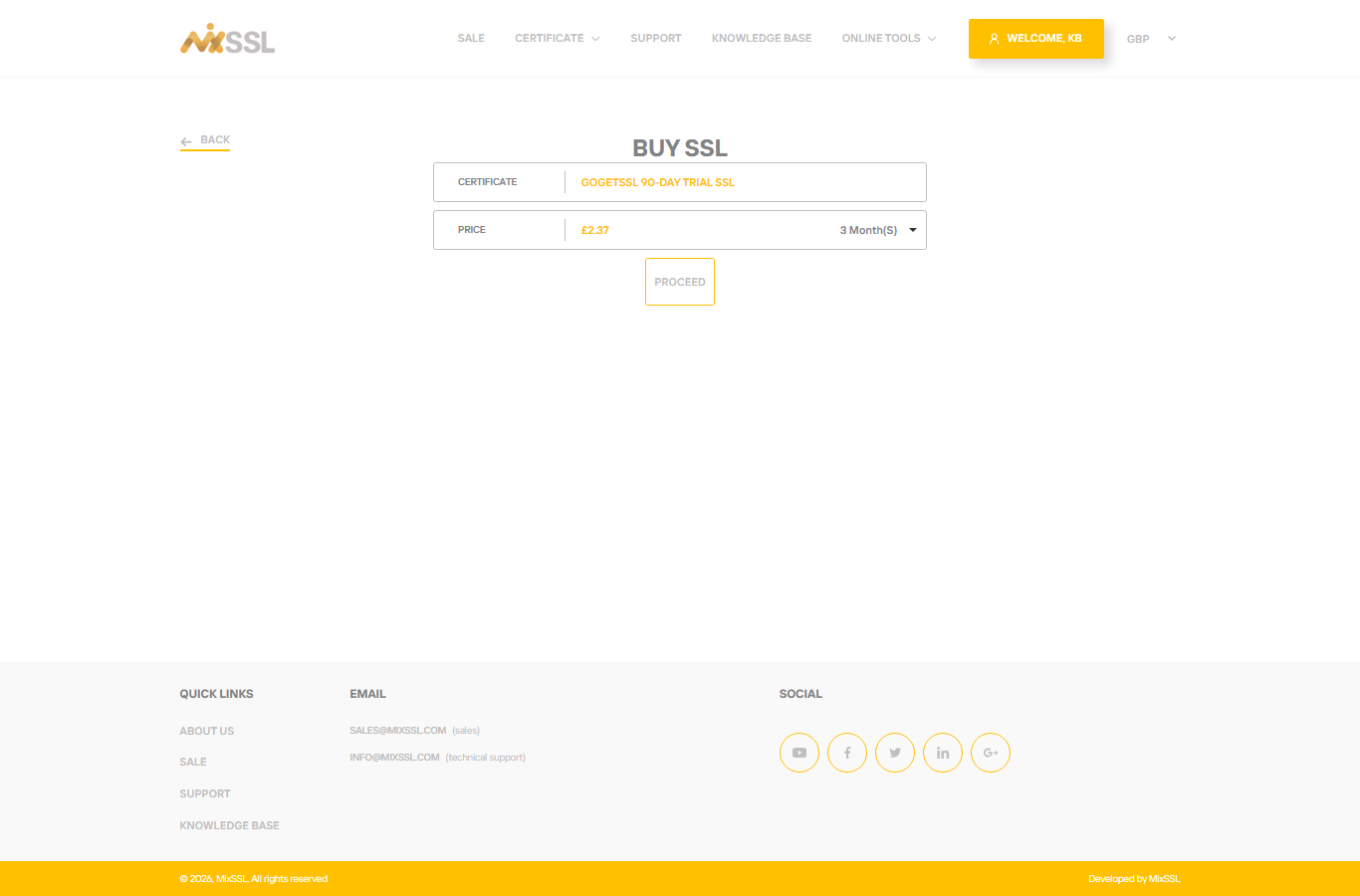 Buy SSL form with price and term