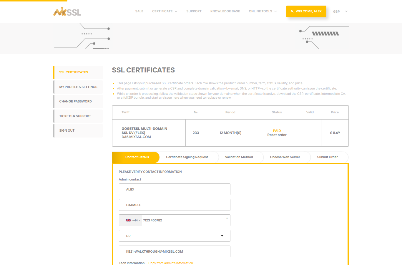 Contact details wizard step