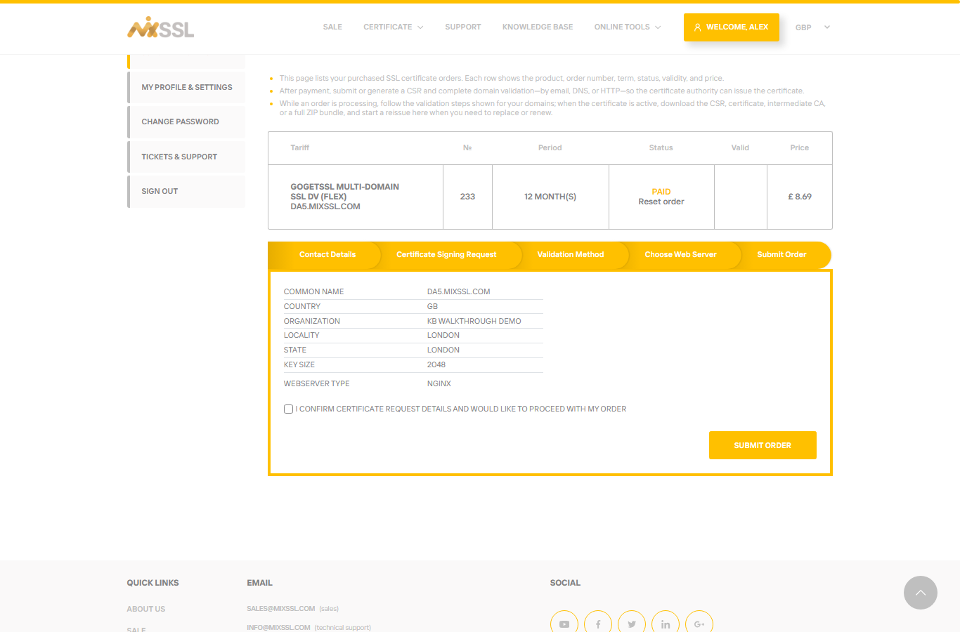 Submit order review step