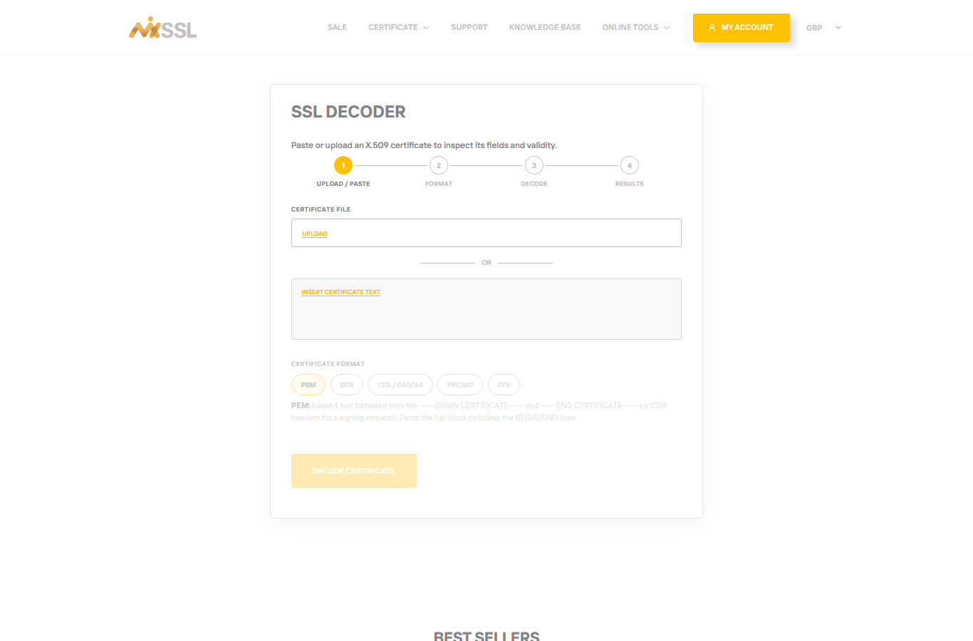 MixSSL SSL Decoder empty form